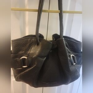 Cole Haan Hobo Bag, Large Black Pebbled Leather, Carry Handle Vintage